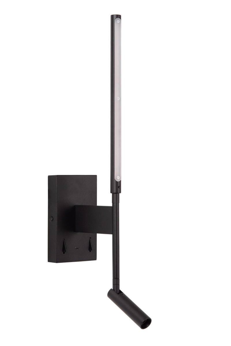 Finan Svart leselampe Fra Lucide - Unike produktegenskaper:Med integrert LED-lyskildeUtstyrt med varmt hvitt lys (2700K)Lampen kan vippes (vertikalt) med lampenmed lampen.