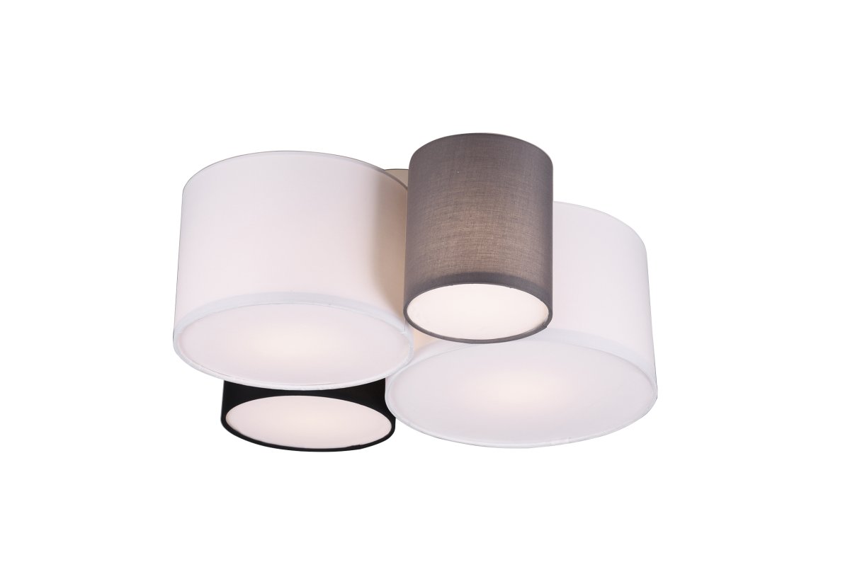 Hotel 50cm Flerfarget plafond Fra Trio Lighting - HOTEL-taklampen med sine fire lysp&aelig;rer er spesielt effektiv i stuer og soverom, der den skaper harmoniske lysaksenter og gir et koselig inntrykk.
