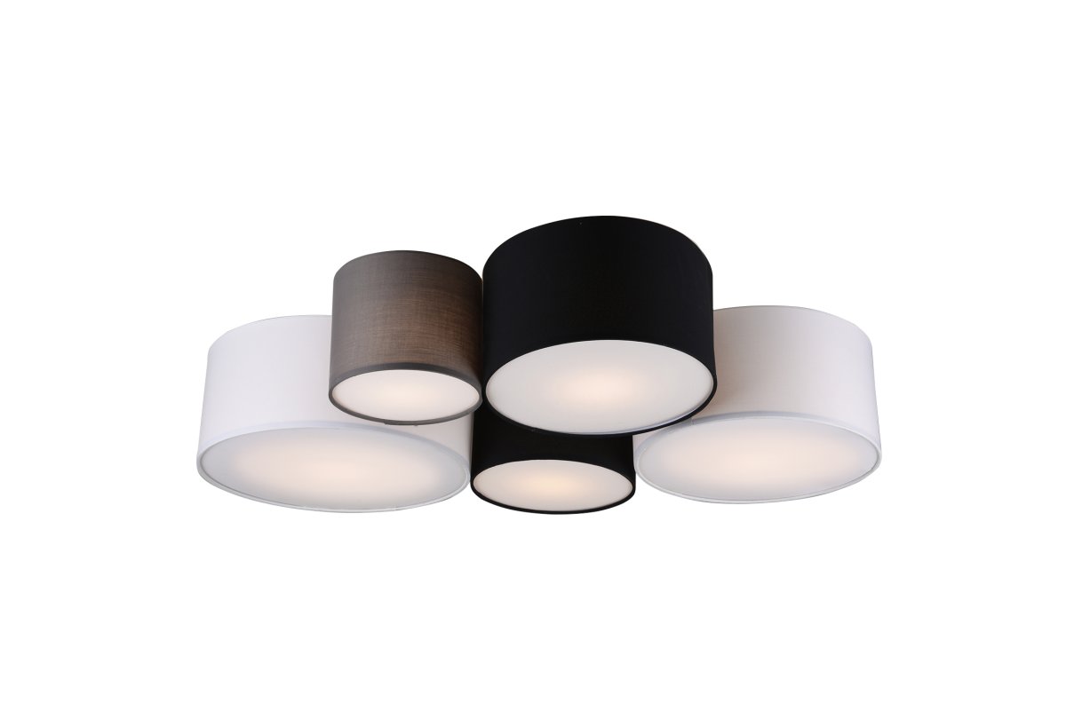 Hotel 90cm Flerfarget plafond Fra Trio Lighting - HOTEL-taklampen med sine fem lysp&aelig;rer er spesielt effektiv i stuer og soverom, der den skaper harmoniske lysaksenter og gir et koselig inntrykk.