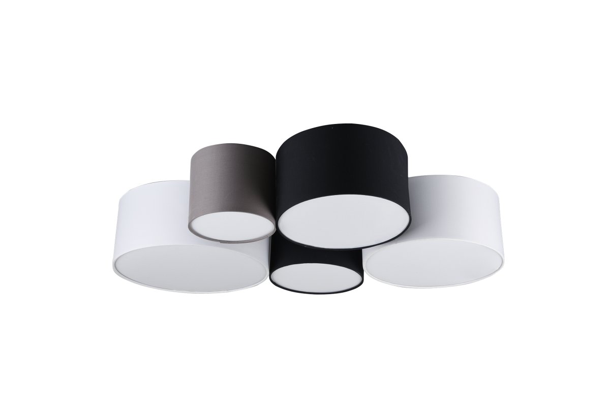 Hotel 90cm Flerfarget plafond Fra Trio Lighting - HOTEL-taklampen med sine fem lysp&aelig;rer er spesielt effektiv i stuer og soverom, der den skaper harmoniske lysaksenter og gir et koselig inntrykk.