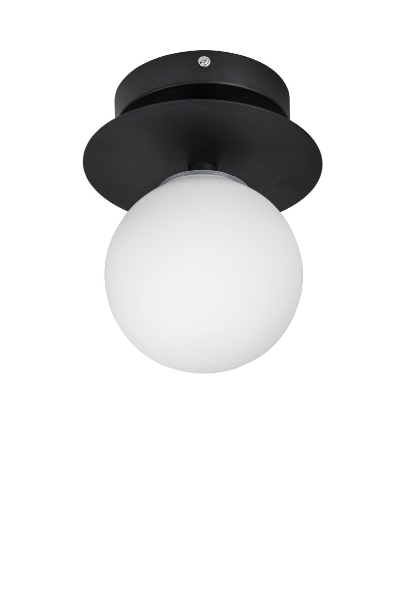 Art Deco Ø16 Svart og hvitt baderomslampe Fra Globen Lighting - Lampen er laget av metall og har en hvit glassskjerm som skaper en fin lysspredning i rommet.