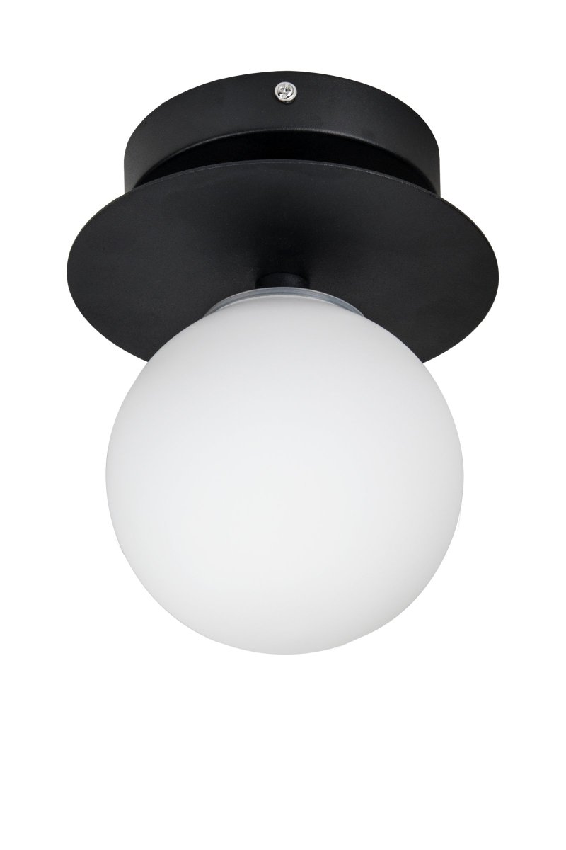 Art Deco Ø24 Svart og hvitt baderomslampe Fra Globen Lighting - Lampen er laget av metall og har en matt hvit glassskjerm som skaper en fin lysspredning i rommet.