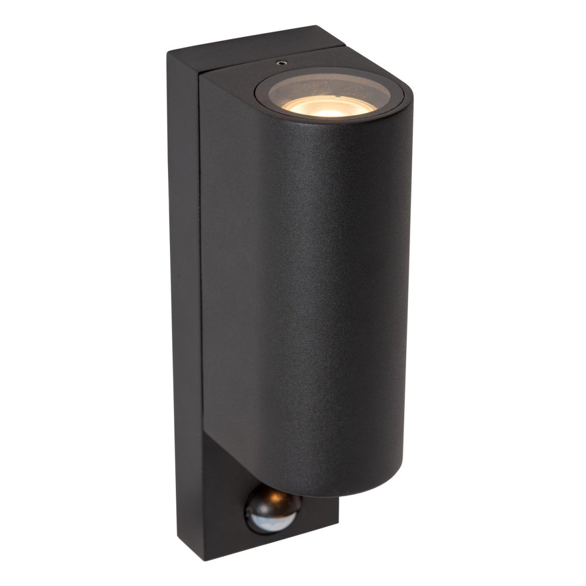 Zaro Ir Svart utendørslampe Fra Lucide - Men Zaro IR tilbyr så mye mer: denne kompakte, moderne vegglampen, laget av høykvalitets aluminium, gir lys både opp og ned som effektivt lyser opp fasaden, oppkjørselen eller oppkjørselen din – så at du kan nyte utemiljøet dittö äenda mer.