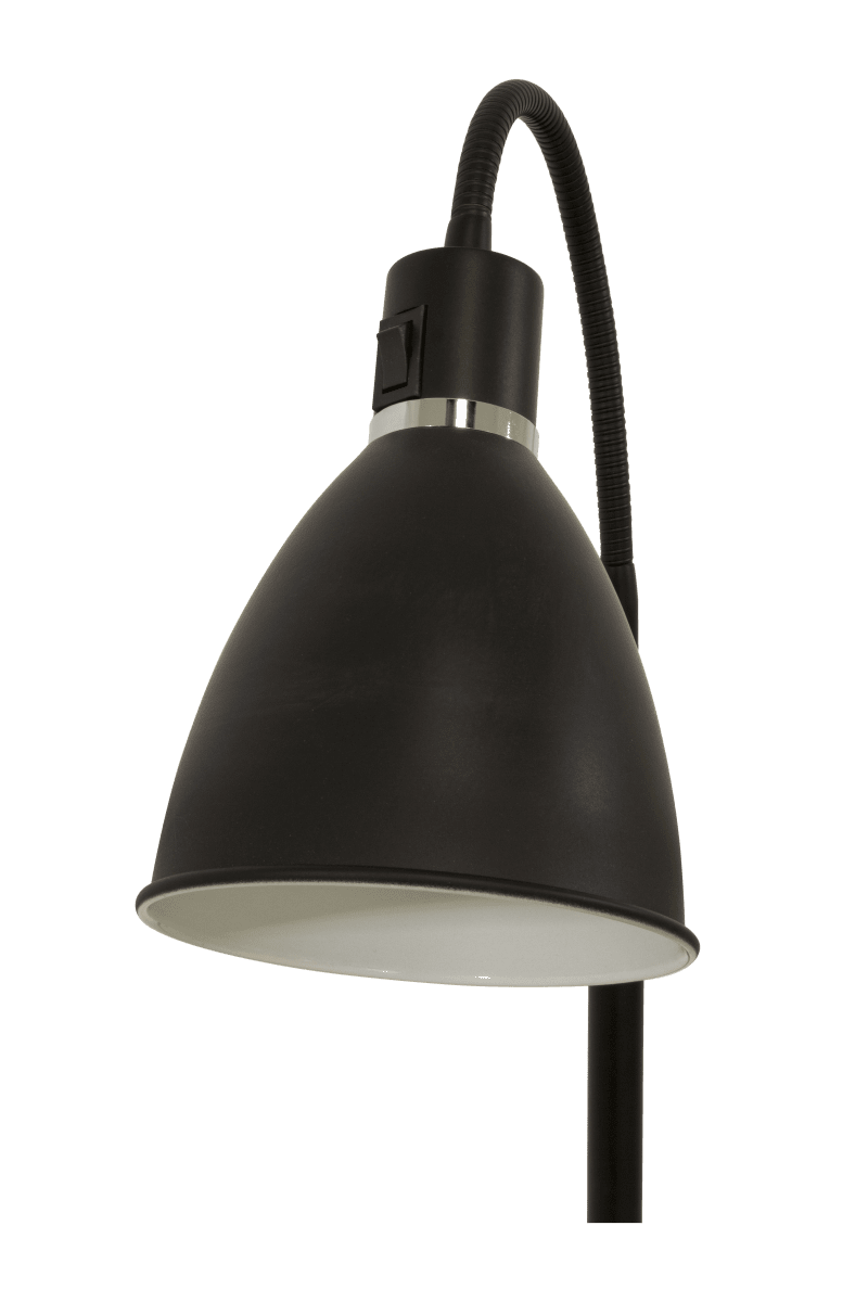 Idre 1 Svart gulvlampe Fra Aneta Lighting - Idre er en stilig gulvlampe i matt sort metall med en elegant dekorativ ring i krom.