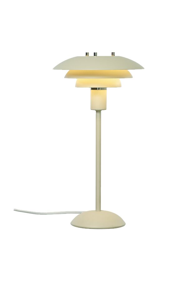 Epsilon 37cm Beige bordlampe Fra Aneta Lighting - Detaljer i krom og matt messing medfølger, søm; du kan selv velge hvilken som passer best i ditt hjem.