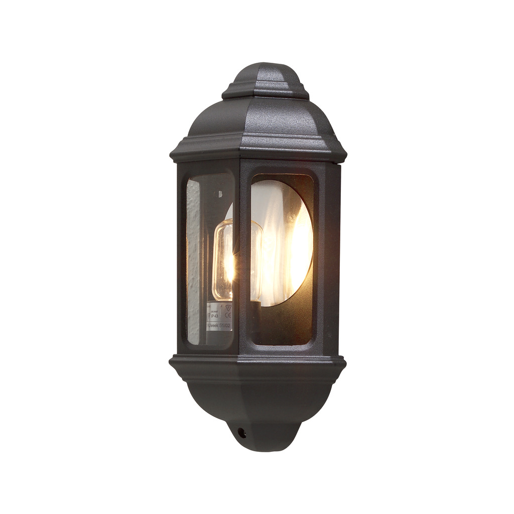 Cagliari Svart utendørslampe Fra Konstsmide - Med sitt myke lys skaper den en innbydende atmosfære som er perfekt for innganger og uteplasser.