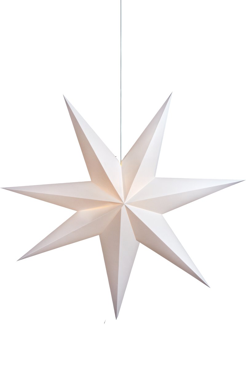 Duva Ø100 Hvit Fra Markslöjd - Adventsstjerne i hvitt, glatt papir med en diameter på 100 cm.
