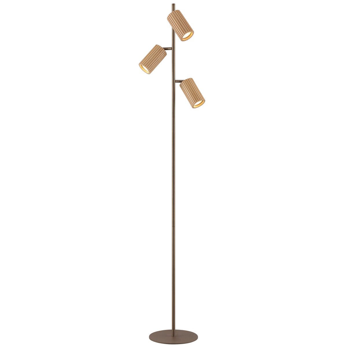 Lakewood Brun gulvlampe Fra Brilliant - Lakewood gulvlampe kombinerer brunt metall med lyst, ribbet treverk for et varmt og stilig uttrykk.