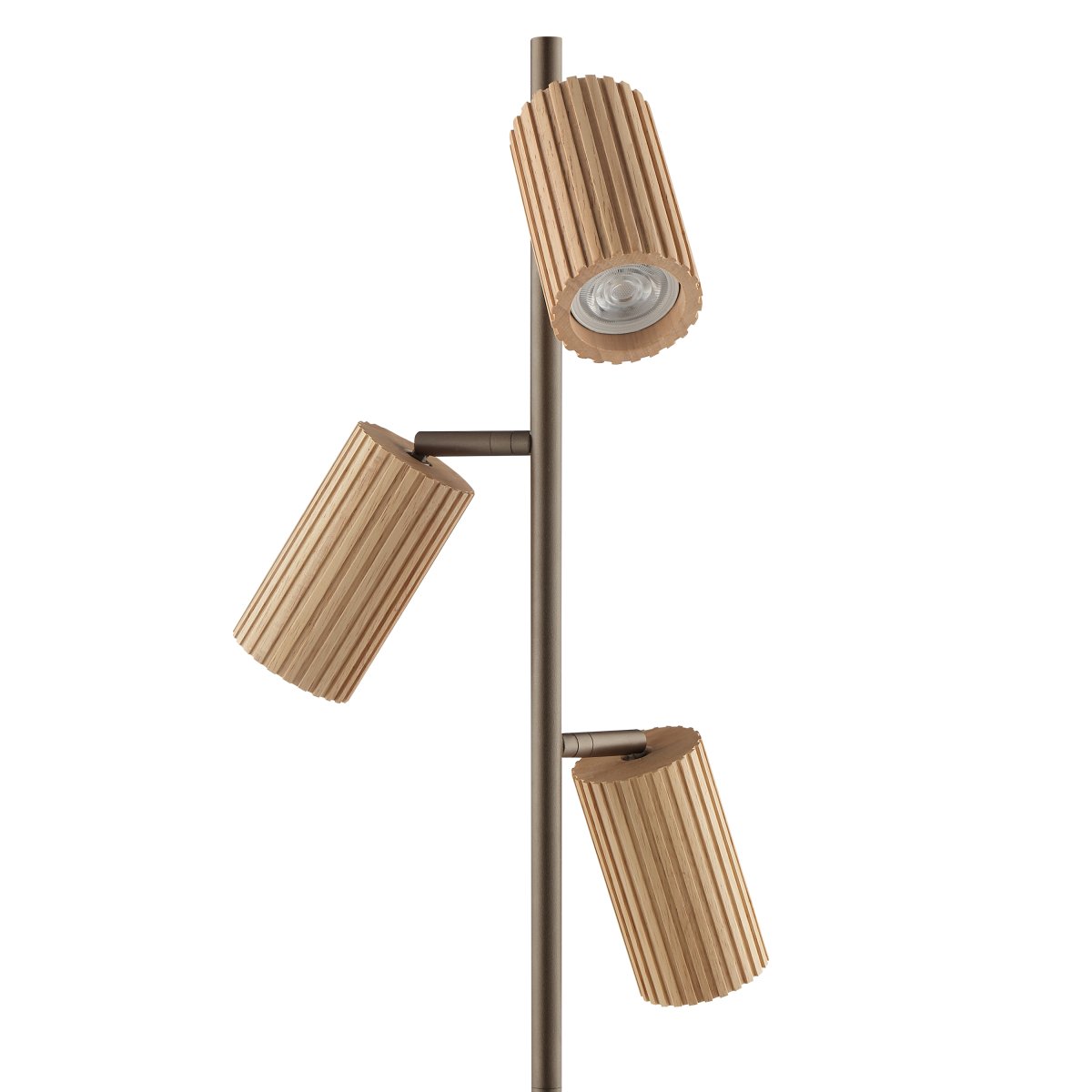 Lakewood Brun gulvlampe Fra Brilliant - Lakewood gulvlampe kombinerer brunt metall med lyst, ribbet treverk for et varmt og stilig uttrykk.