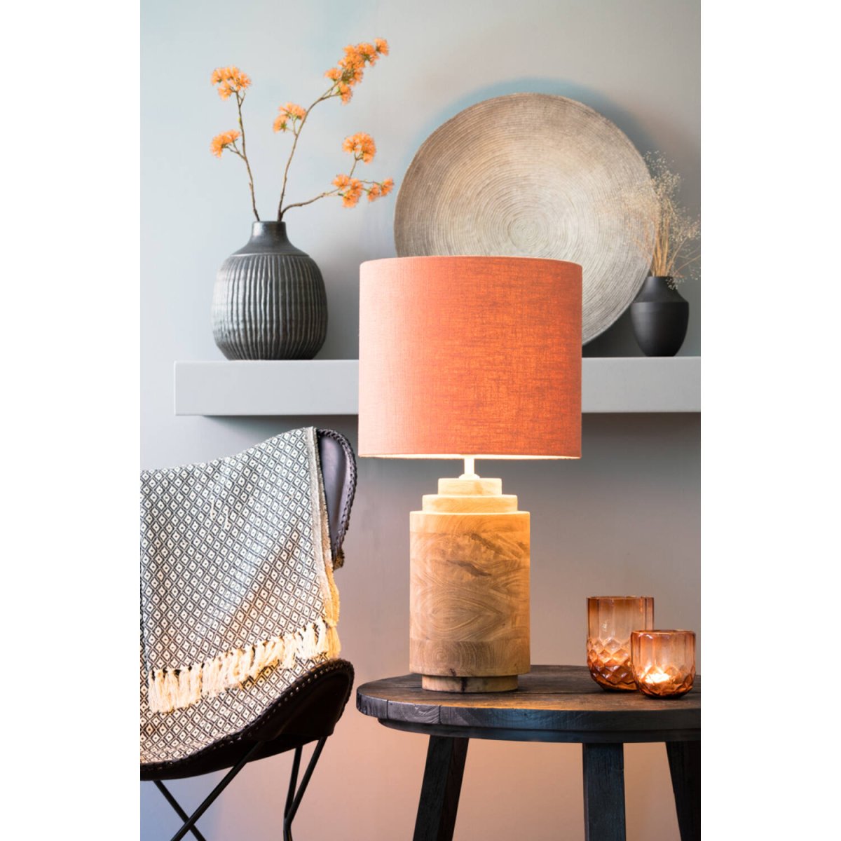 Racco 43cm Tre lampefot Fra Light & Living - Laget av vakkert mørkt treverk med en naturlig finish, skaper denne lampefoten en varm og jordnær følelse i hjemmet ditt.