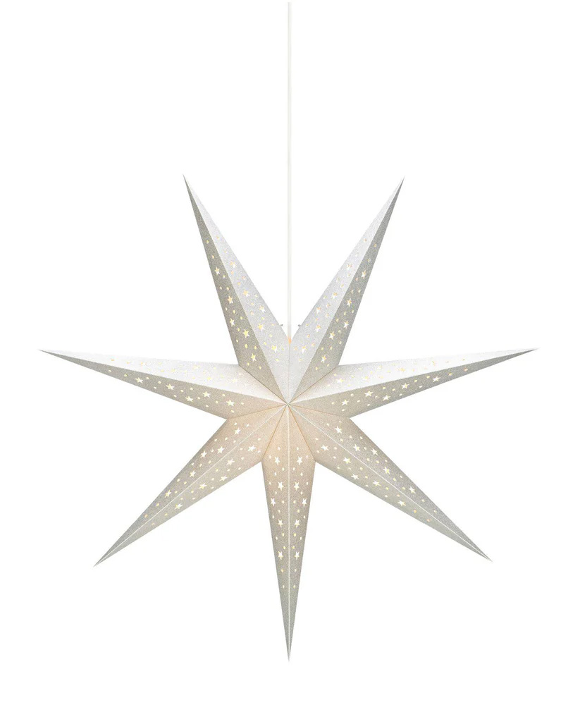 Solvalla Ø75 Sølv Fra Markslöjd - Solvalla-stjernene i sølv, med sin imponerende størrelse på 75 cm, er den perfekte juledekorasjonen for å skape en glitrende og festlig atmosfære.