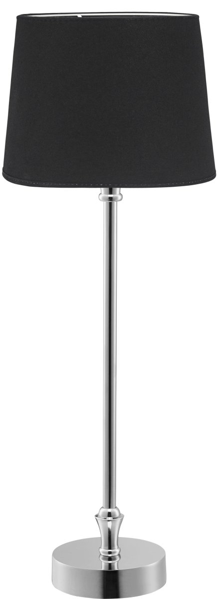 Liam 60cm Sølv/Sort bordlampe Fra PR Home - Skjermen er 20 cm bred og 15,5 cm høy og har E27 ringholder.