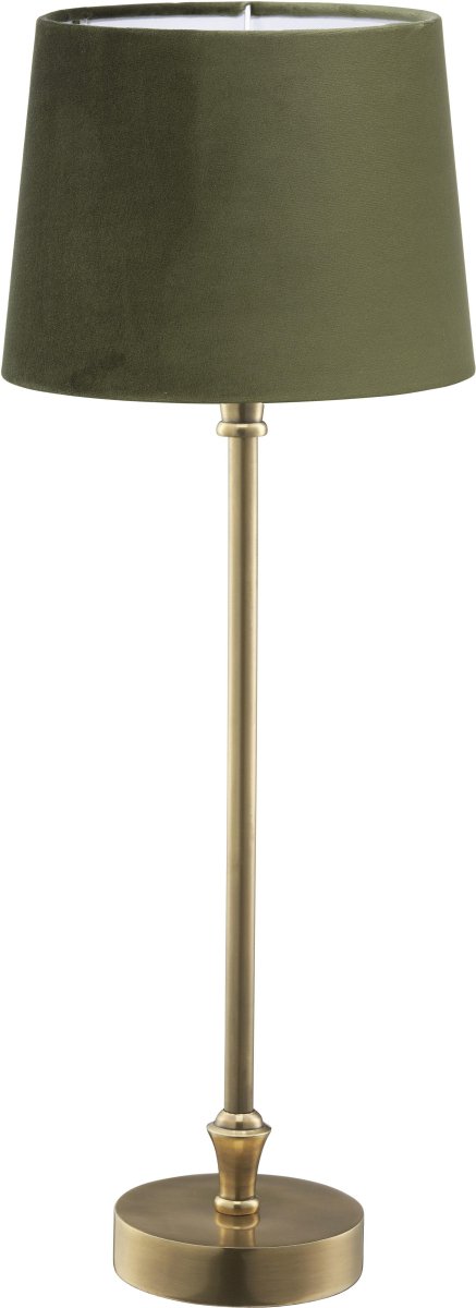 Liam 60cm Messing/grønn bordlampe Fra PR Home - Skjermen er 20 cm bred og 15,5 cm h&oslash;y og har E27 ringholder.
