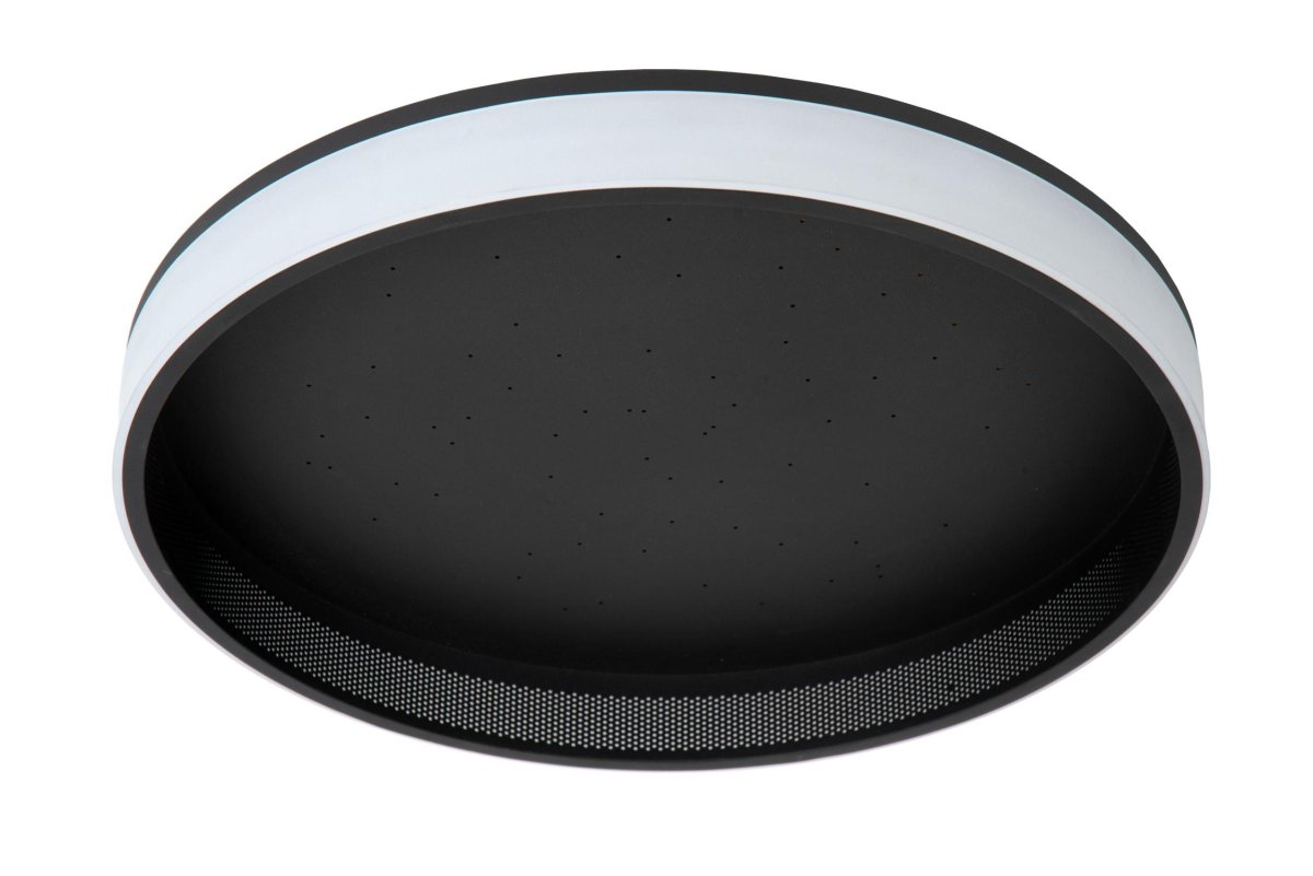 Estreja Ø40 Svart plafond Fra Lucide - Lampen har en diameter på 40 centimeter og er utstyrt med integrerte dimbare LED-lamper som sender ut et varmhvitt og koselig lys.