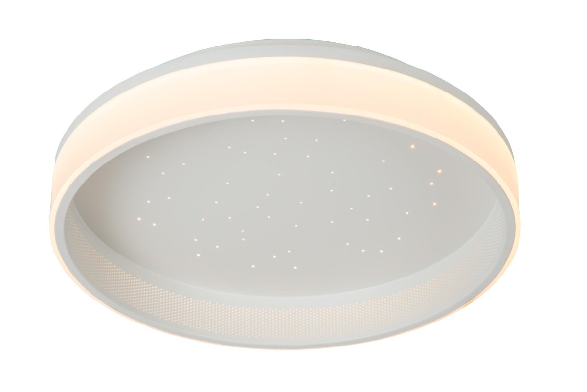 Estreja Ø40 Hvit plafond Fra Lucide - Lampen har en diameter på 40 centimeter og er utstyrt med integrerte dimbare LED-lamper som sender ut et varmhvitt og koselig lys.