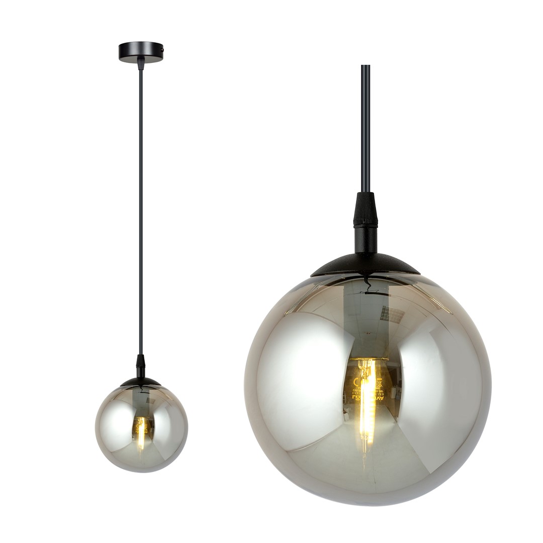 Cosmo Ø12 Røykfarget Taklampe Fra Emibig Lighting - Den er perfekt for høye lofter, og fremhever vakkert deres moderne karakter samtidig som den gir vakker belysning.