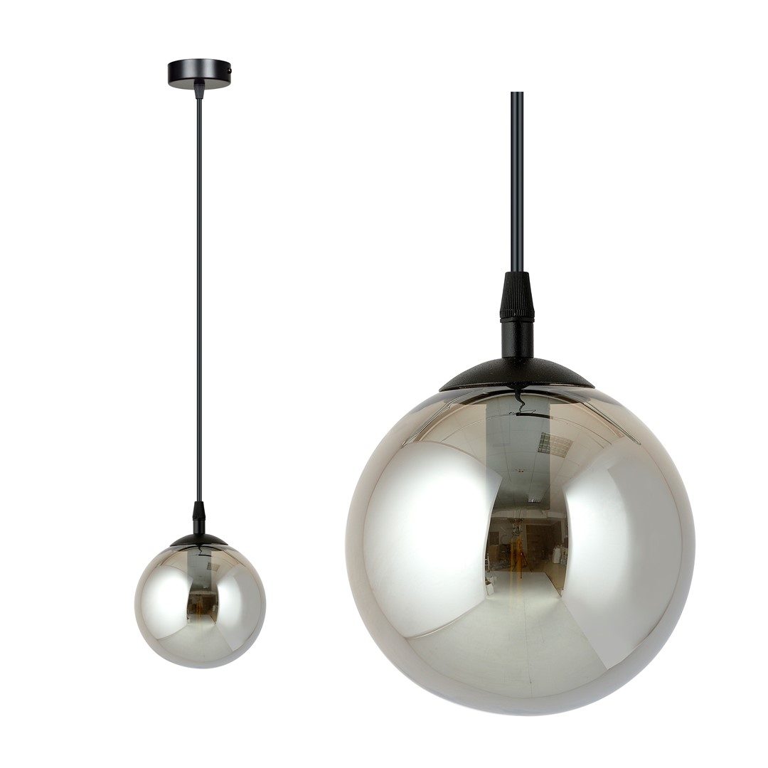 Cosmo Ø12 Røykfarget Taklampe Fra Emibig Lighting - Den er perfekt for høye lofter, og fremhever vakkert deres moderne karakter samtidig som den gir vakker belysning.