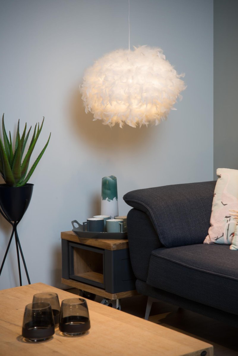 Goosy Soft Ø50 Hvit Taklampe Fra Lucide - Goosy Soft er en kombinasjon av bomull og myke fj&aelig;r.