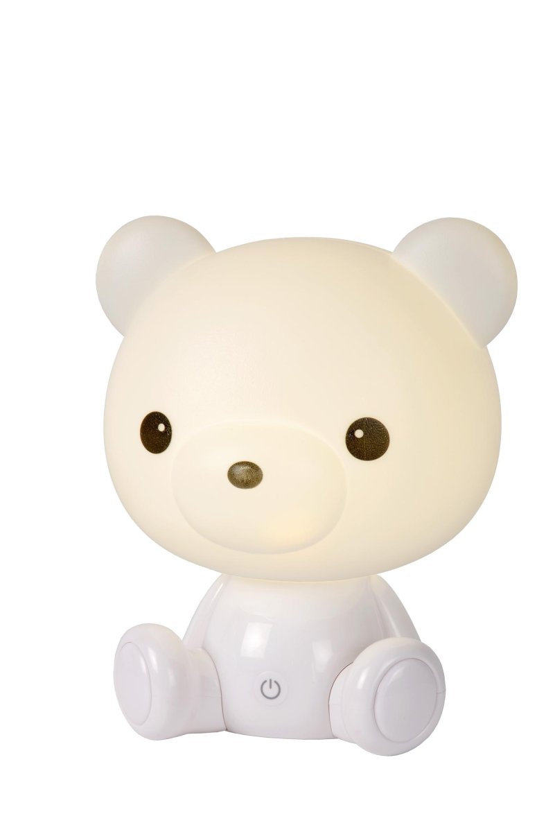 Dodo Bear Hvit barnelampe Fra Lucide - Denne bordlampen med dyremotiv, med det koselige navnet Dodo, vil gi barna dine søte drømmer.