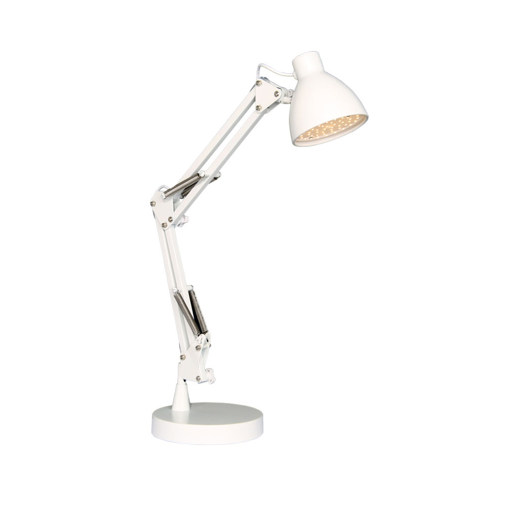 Zoom bilde av Bronx 40cm Hvit skrivebordslampe Fra Halo Design - De bevegelige leddene gjør at du kan vinkle og justere lyset akkurat som du vil, noe som gjør den perfekt som leselampe på; skrivebordet eller nattbordet.