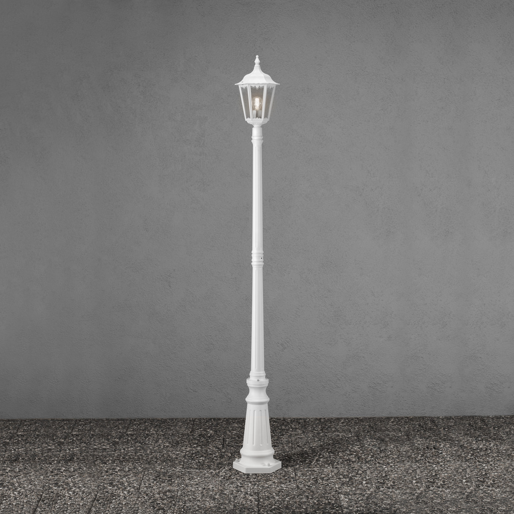 Firenze 210cm Hvit lyktestolpe Fra Konstsmide - Firenze stang er en klassisk og elegant utelampe med en vakker lykt.
