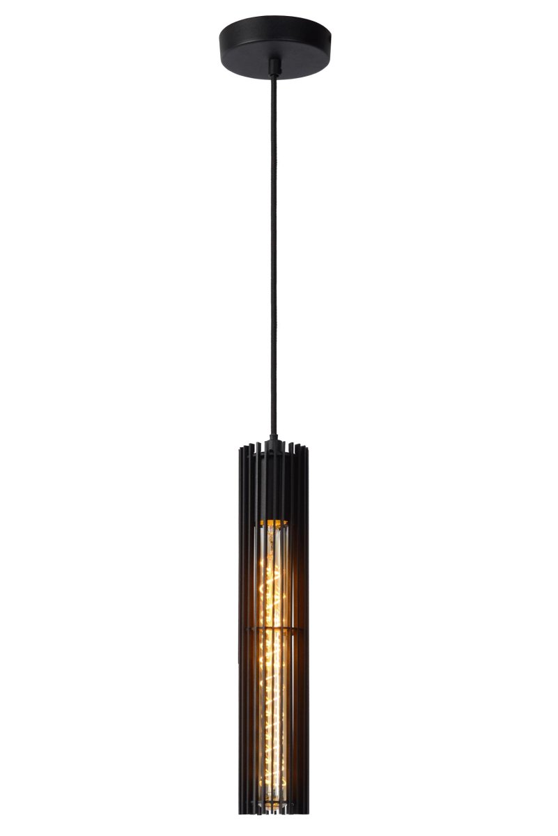 Lionel Ø6 Svart Taklampe Fra Lucide - Du kan justere lampen i høyden fra 50 til 180 centimeter og koble den til en dimmer for å skape en tom atmosfære.