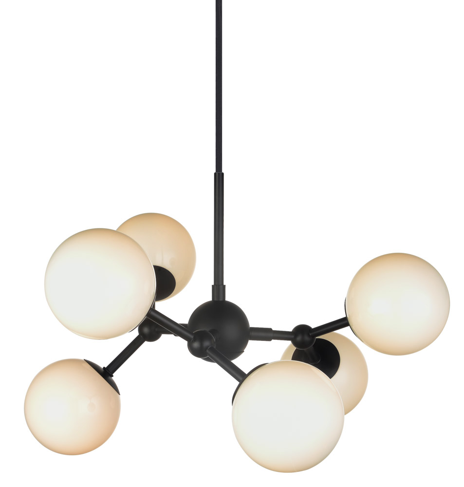 Atom 45cm Sort/opal Taklampe Fra Halo Design - Atom er et moderne anheng med industrielt design.
