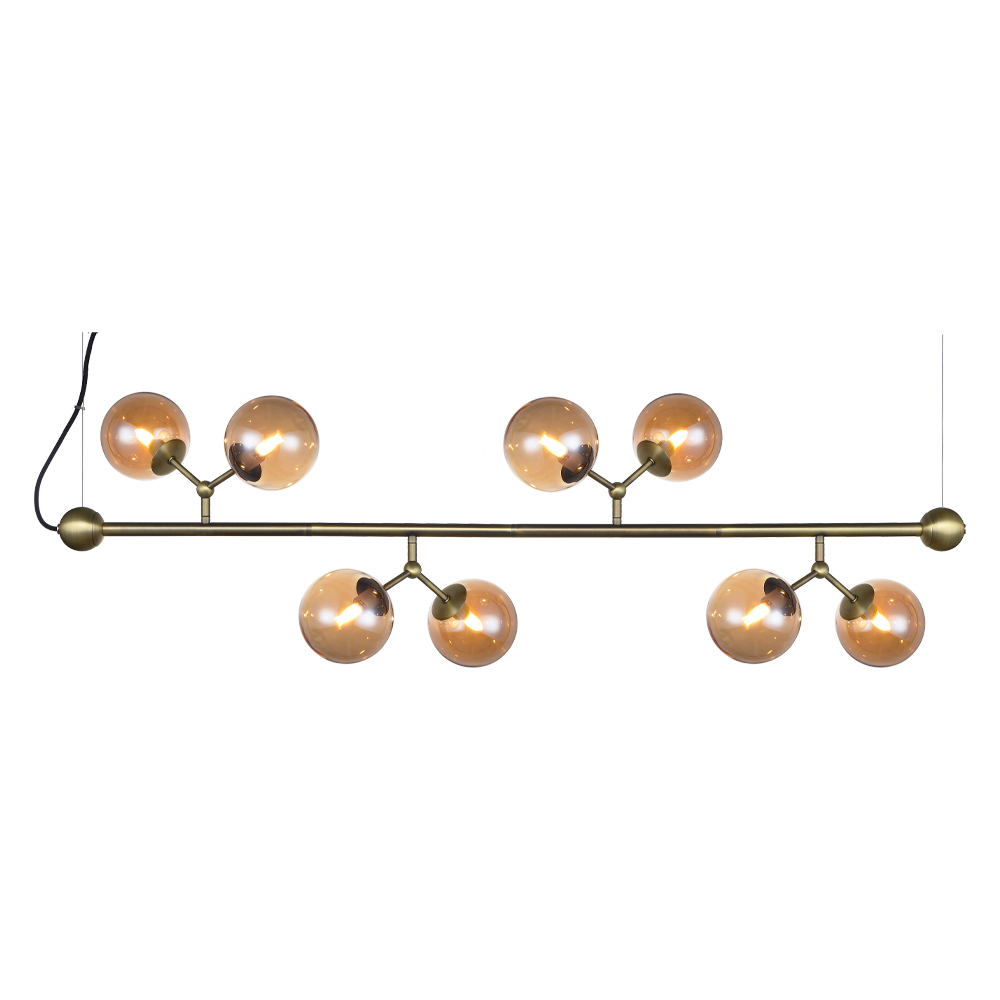 Atom horizontal 80cm Antikk messing Taklampe Fra Halo Design - Atom er et moderne anheng med elegant design takket v&aelig;re rammen i antikk messing.