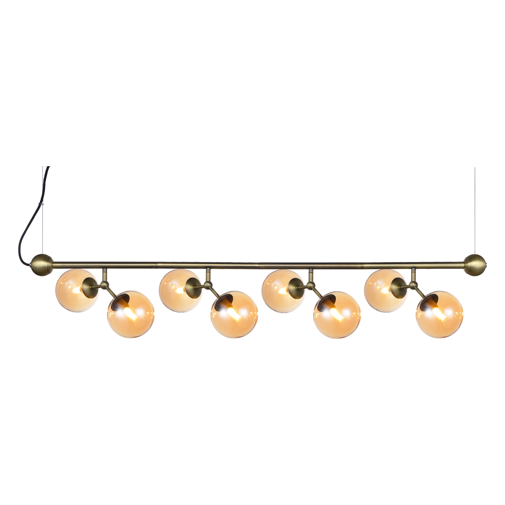 Atom horizontal 80cm Antikk messing Taklampe Fra Halo Design - Atom er et moderne anheng med elegant design takket v&aelig;re rammen i antikk messing.