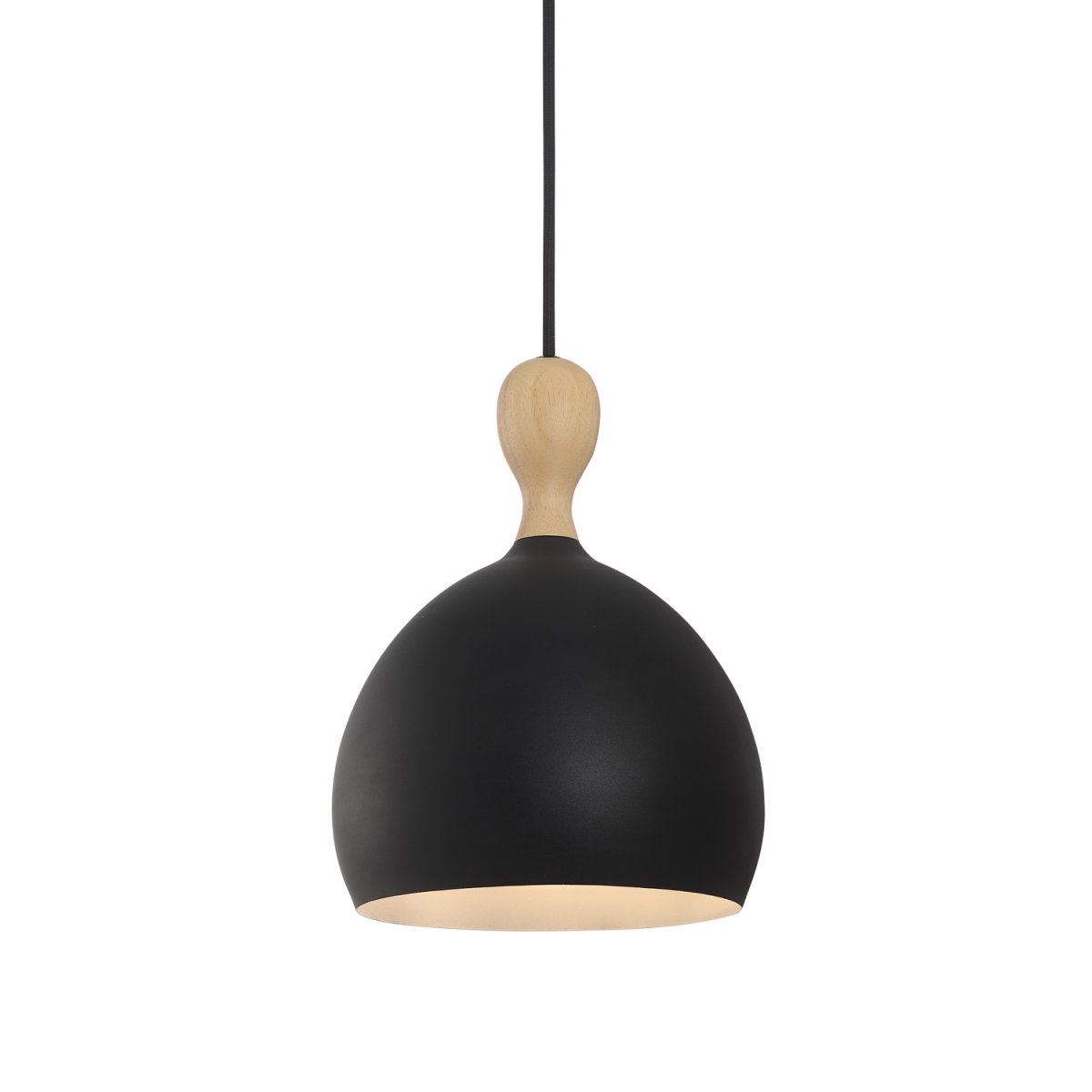 Dueodde Ø18 Svart Taklampe Fra Halo Design - Dueodde er en serie lamper med buede former og kontrasten mellom metall og oljet eik gir disse lampene en unik stil.