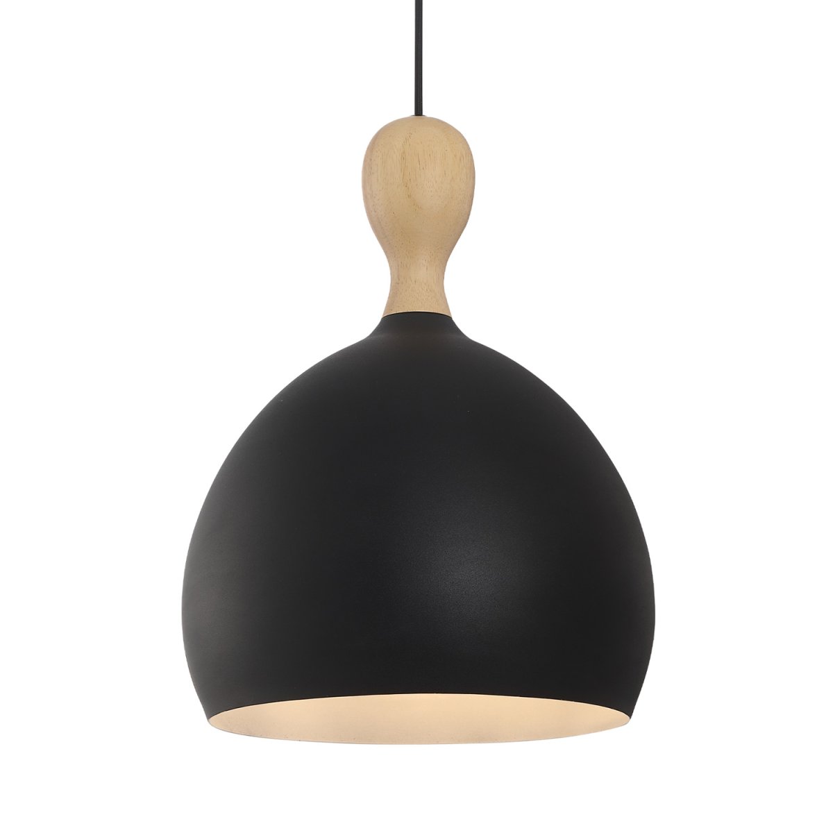 Dueodde Ø30 Svart Taklampe Fra Halo Design - Dueodde er en serie lamper med buede former og kontrasten mellom metall og oljet eik gir disse lampene en unik stil.