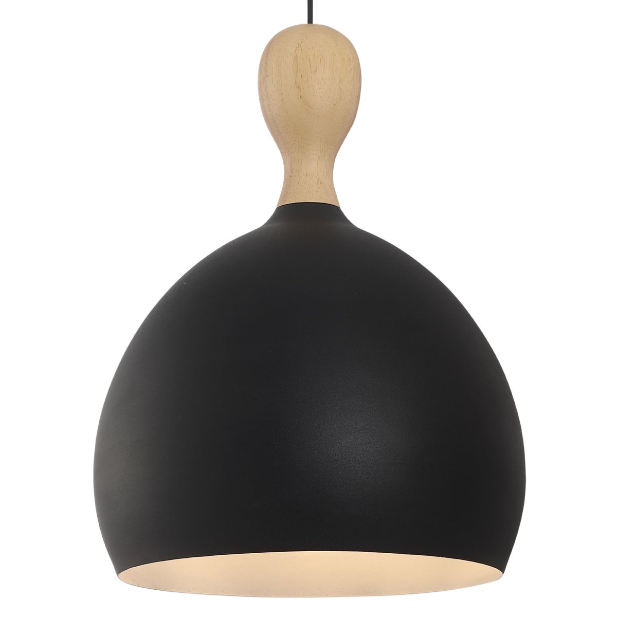 Dueodde Ø40 Svart Taklampe Fra Halo Design - Dueodde er en serie lamper med buede former og kontrasten mellom metall og oljet eik gir disse lampene en unik stil.