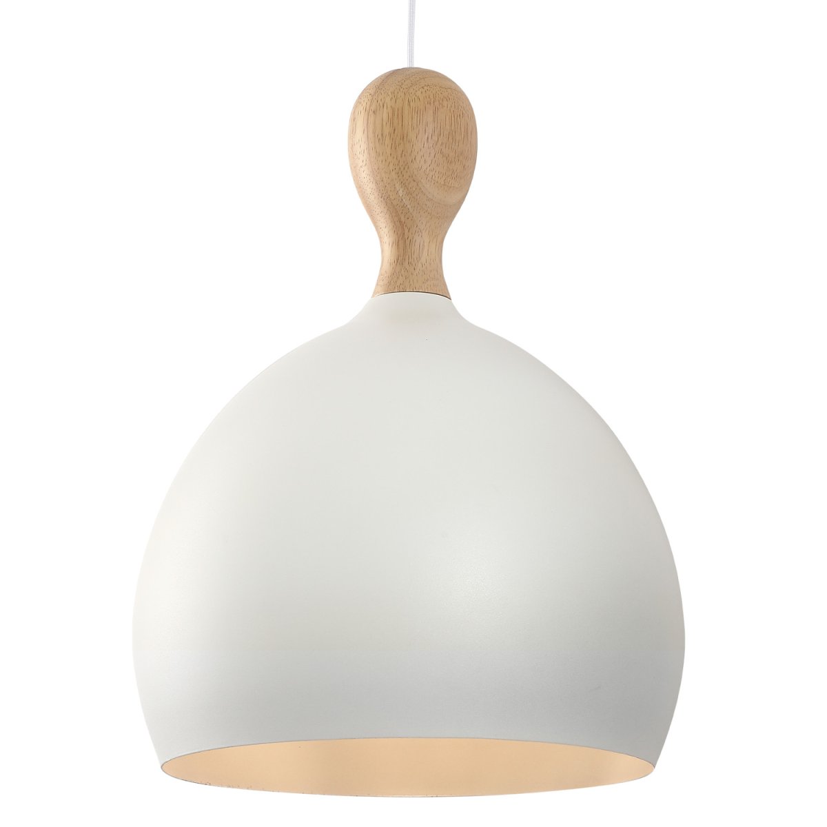 Dueodde Ø40 Hvit Taklampe Fra Halo Design - Dueodde er en serie lamper med buede former og kontrasten mellom metall og oljet eik gir disse lampene en unik stil.