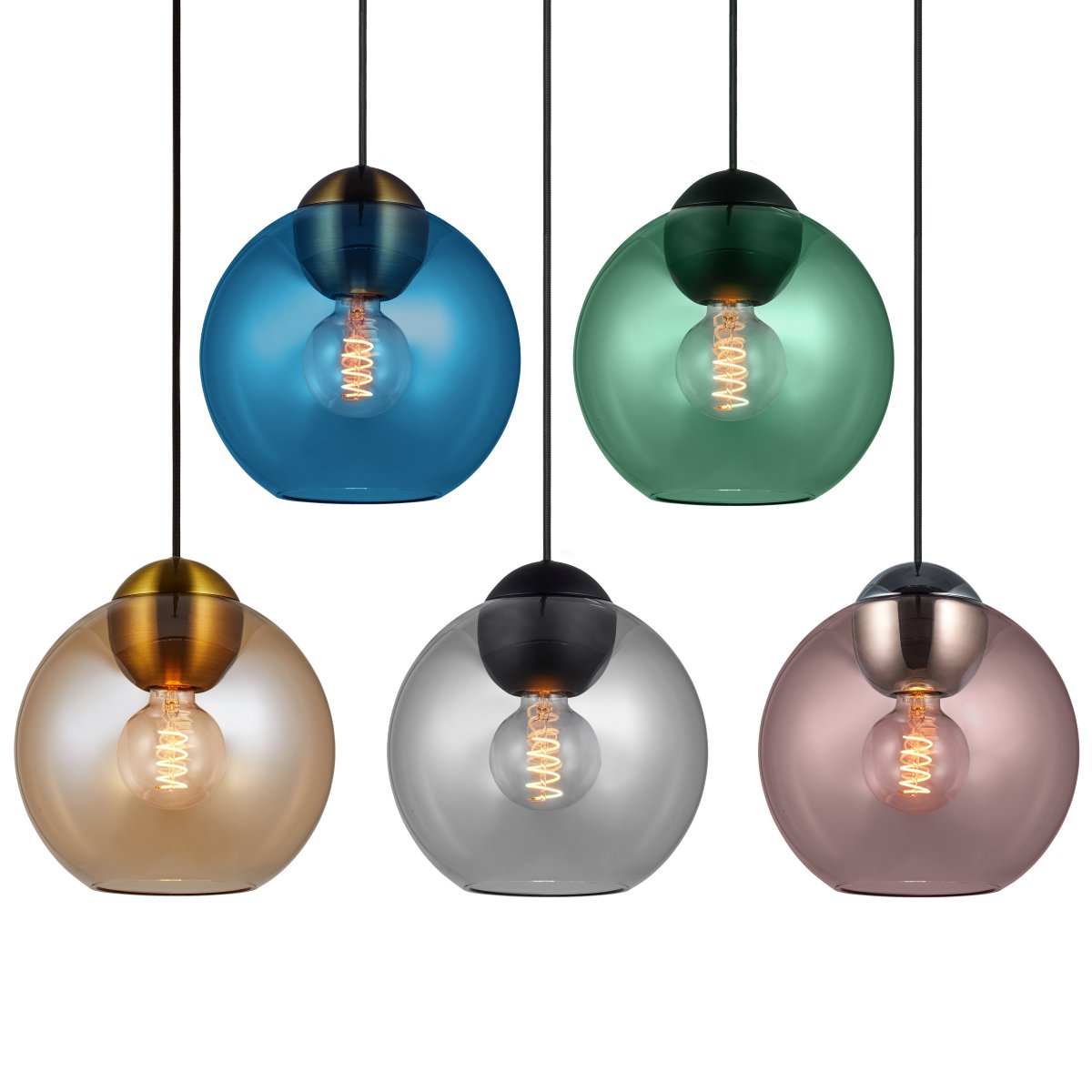 Bubbles Ø24 Rav Taklampe Fra Halo Design - Det ravtonede glasset i kombinasjon med detaljene i antikk messing bidrar til en eleganse og gir en fin spredning av lys i rommet n&aring;r det er opplyst.