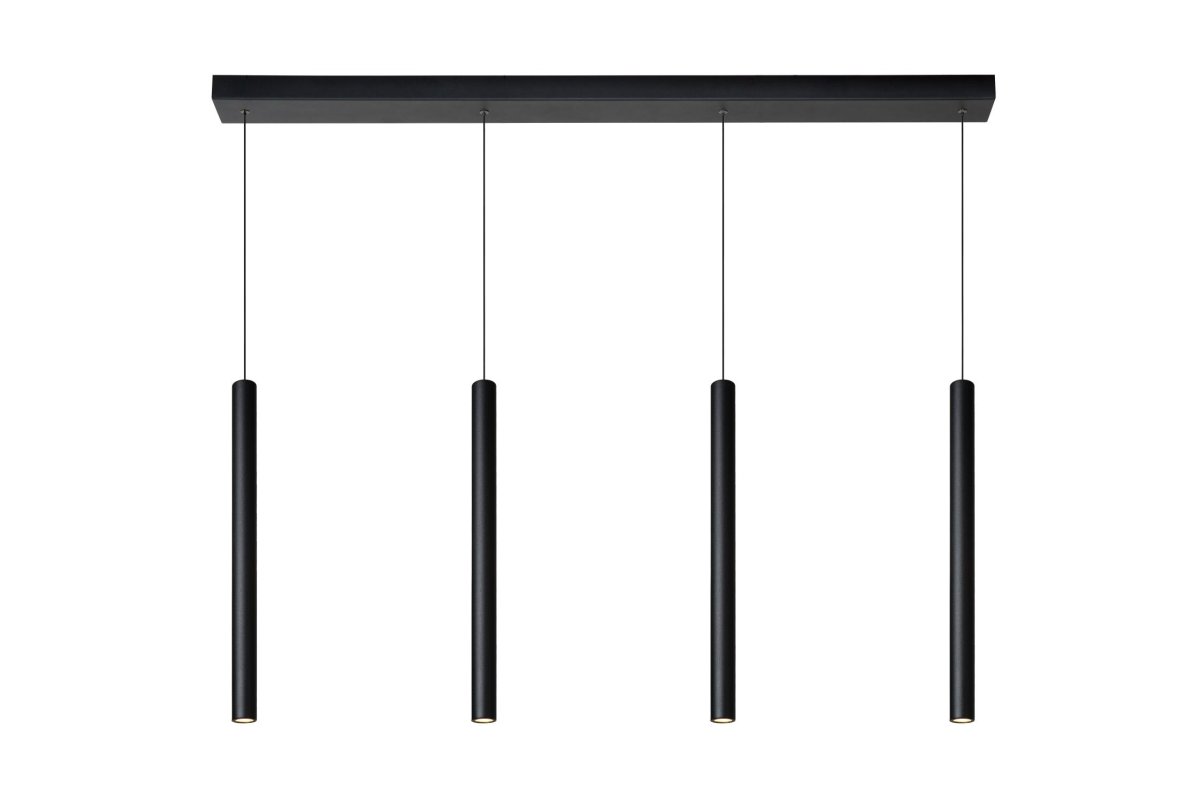 Lorenz 120cm Svart Taklampe Fra Lucide - LED-lysene er integrert og etter at du har koblet den til en dimmer, kan du enkelt stille inn lysstemningen.