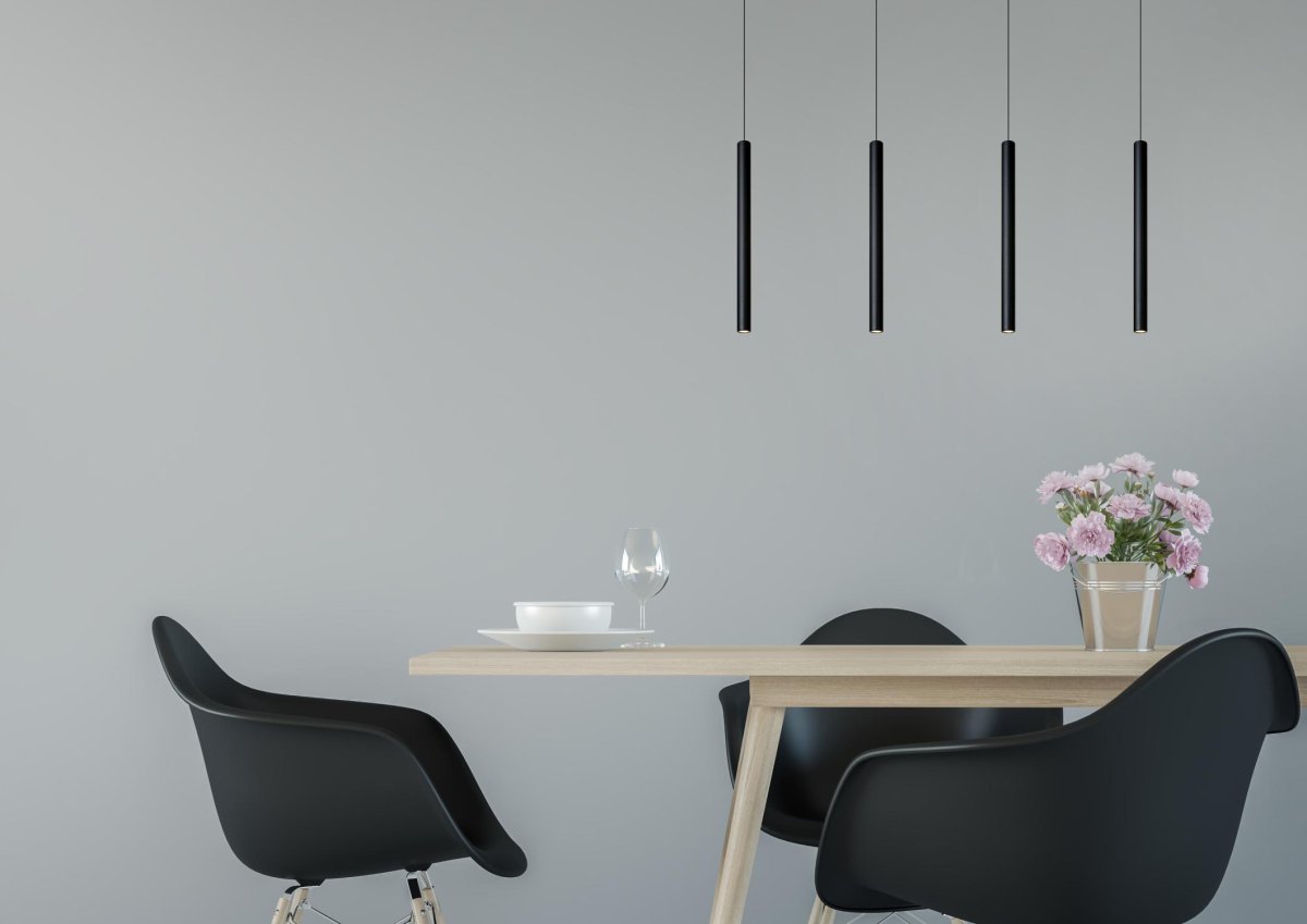 Lorenz 120cm Svart Taklampe Fra Lucide - LED-lysene er integrert og etter at du har koblet den til en dimmer, kan du enkelt stille inn lysstemningen.
