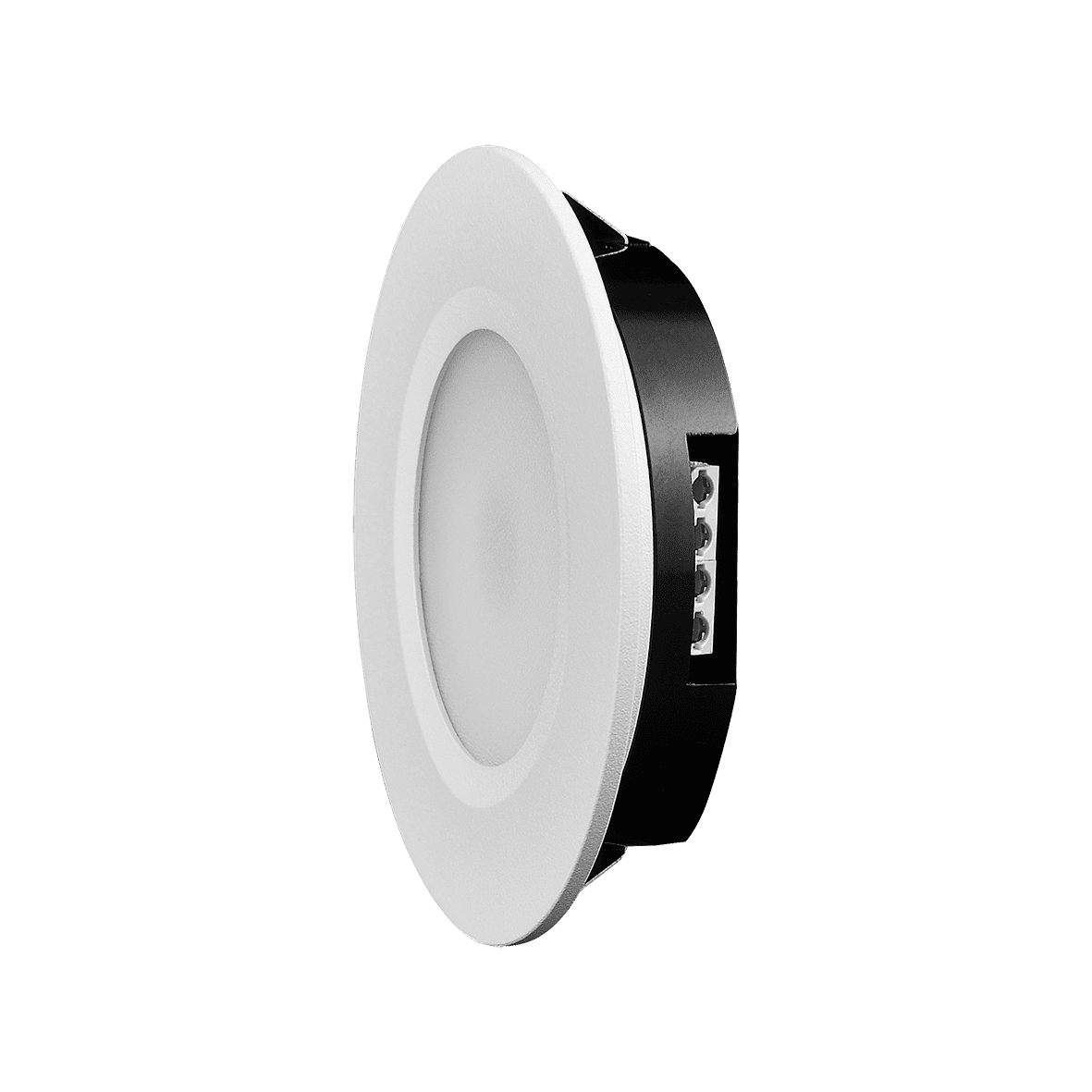 Q-36 Downlight 3000K Hvit Fra Designlight - Med en hullst&oslash;rrelse p&aring; 55 mm, en monteringsdybde p&aring; 13 mm og en diameter p&aring; 70 mm, er den egnet for &aring; erstatte de fleste lignende armaturer.
