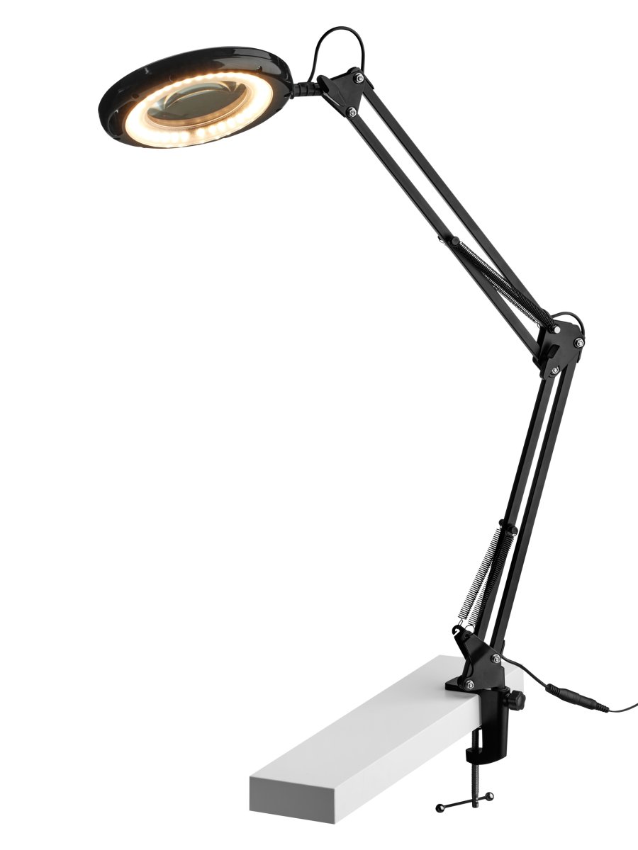 Magni Archi Svart klemmelampe Fra Halo Design - Den vinklede armen har justerbart lampehode med integrert LED p&aring; 7W som avgir sterkt og godt arbeidslys.