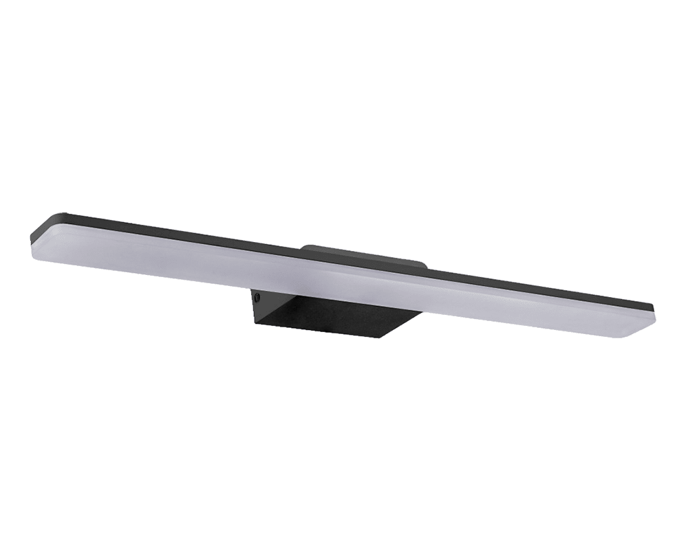 Aqua II 60cm Svart baderomslampe Fra Westal - Baksiden har innganger og utganger for installasjonskabelen, koblingsbar og med mulighet for tilkobling av ekstern kabel.