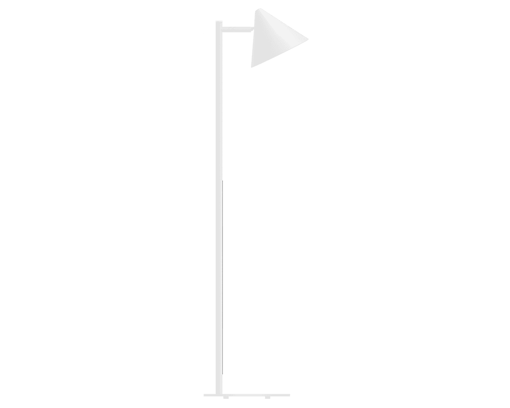 Zoom bilde av Tratt Micro Hvit gulvlampe Fra Westal - Funnel er en moderne gulvlampe laget av rustfritt st&aring;l i hvit pulverlakkert farge.