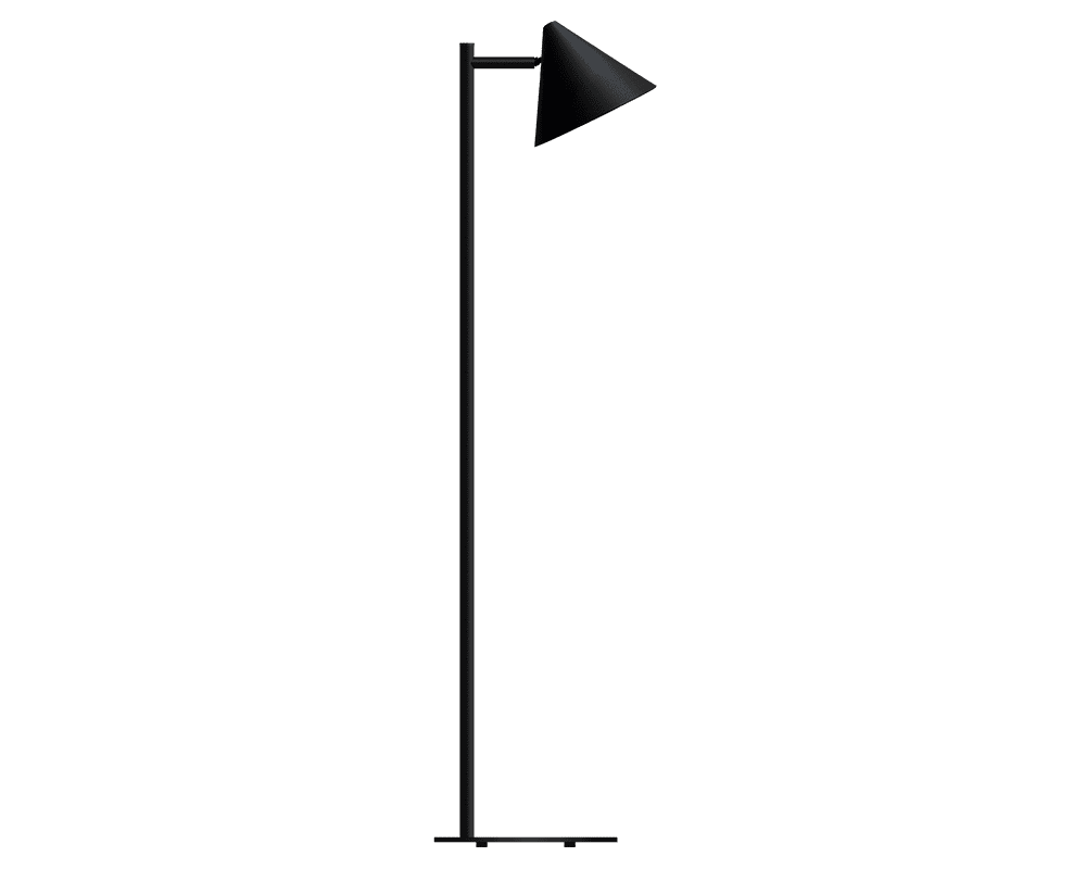 Zoom bilde av Tratt Micro Svart gulvlampe Fra Westal - Funnel er en moderne gulvlampe laget av rustfritt st&aring;l i svart pulverlakkert farge.