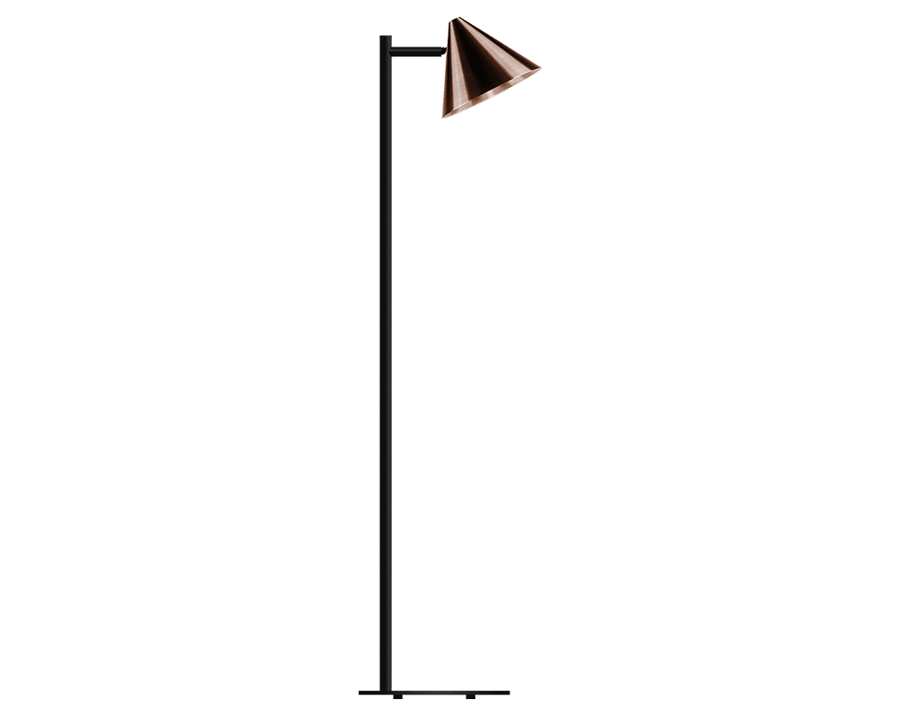 Zoom bilde av Tratt Micro Mørk oksidert kobber gulvlampe Fra Westal - Funnel er en moderne gulvlampe laget av kobber i en m&oslash;rk oksidert overflate.