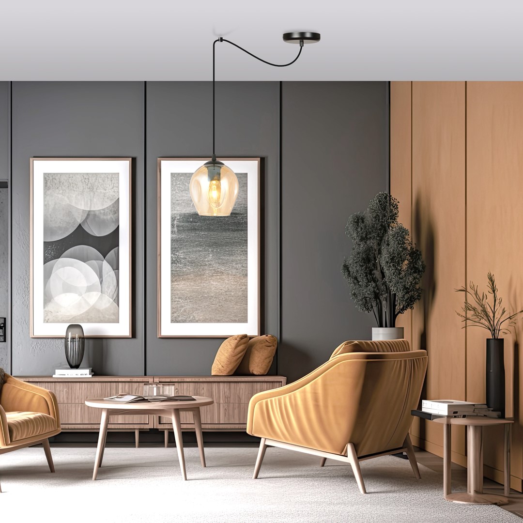 Level Ø14 Rav Taklampe Fra Emibig Lighting - Den er ideell for høye lofter og fremhever deres moderne karakter samtidig som den gir vakker belysning.