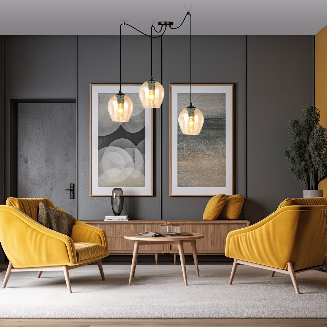 Level 28cm Rav Taklampe Fra Emibig Lighting - Den er ideell for h&oslash;ye lofter og fremhever deres moderne karakter samtidig som den gir vakker belysning.