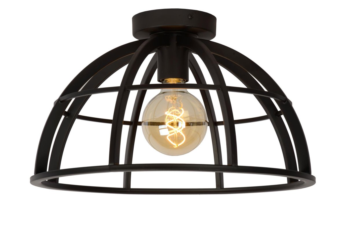 Dikra Ø40 Svart plafond Fra Lucide - De horisontale linjene og de vertikale kurvene møtes i tre punkter og danner en enhetlig design som gir god plass for lyset å leke.