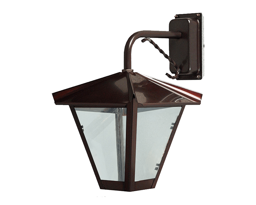 Gustav ned Oksidert kobber utendørslampe Fra Westal - Velg mellom en opp- eller nedover-lanterne i lakkert og rustfri finish, eller i praktfullt oksidert kobber.