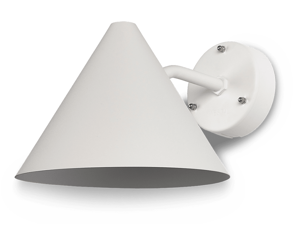 Tratt LED Hvit utendørslampe Fra Westal - Bakpanelet har to innganger og utganger og en hurtigkoblingsklemme for enkel installasjon.