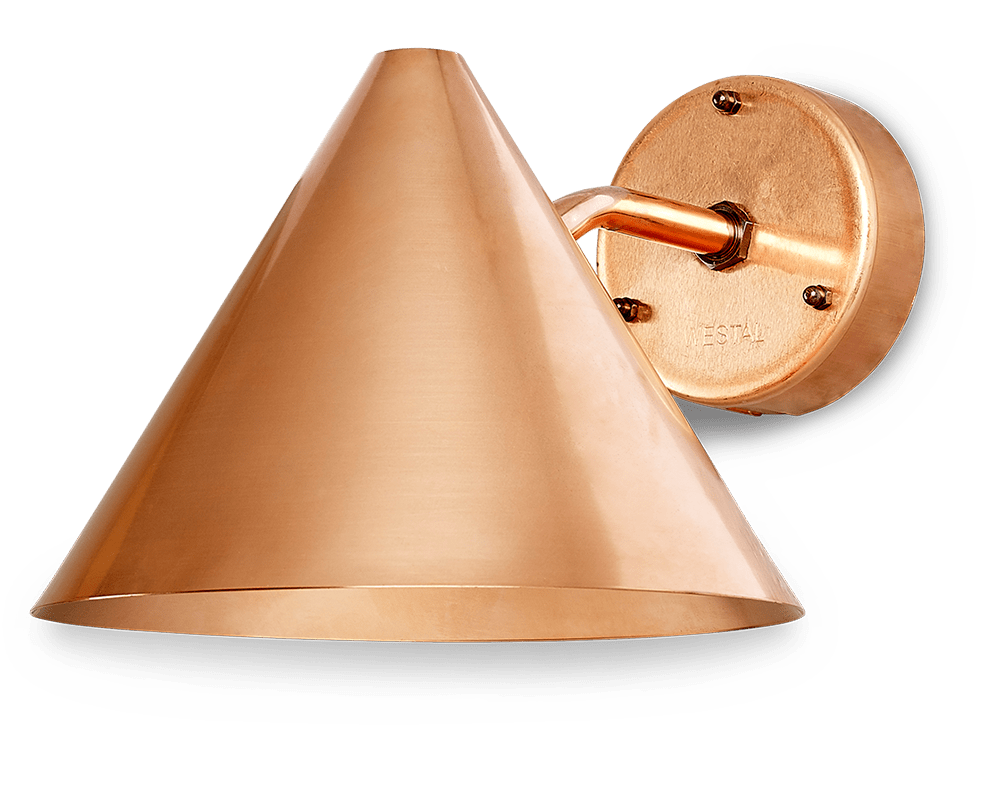 Tratt LED Rå kobber utendørslampe Fra Westal - Bakpanelet har to innganger og utganger og en hurtigkoblingsklemme for enkel installasjon.
