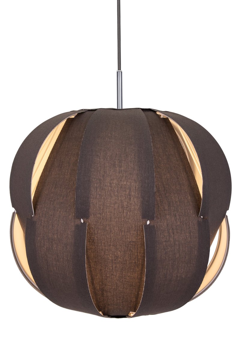 Pavot Ø45 Grå Taklampe Fra Globen Lighting - Linstoffet strekkes rundt en metallramme og en metallpinne i krom blir en bro mellom lampeskjermen og den 120 cm lange gr&aring; tekstilkabelen.
