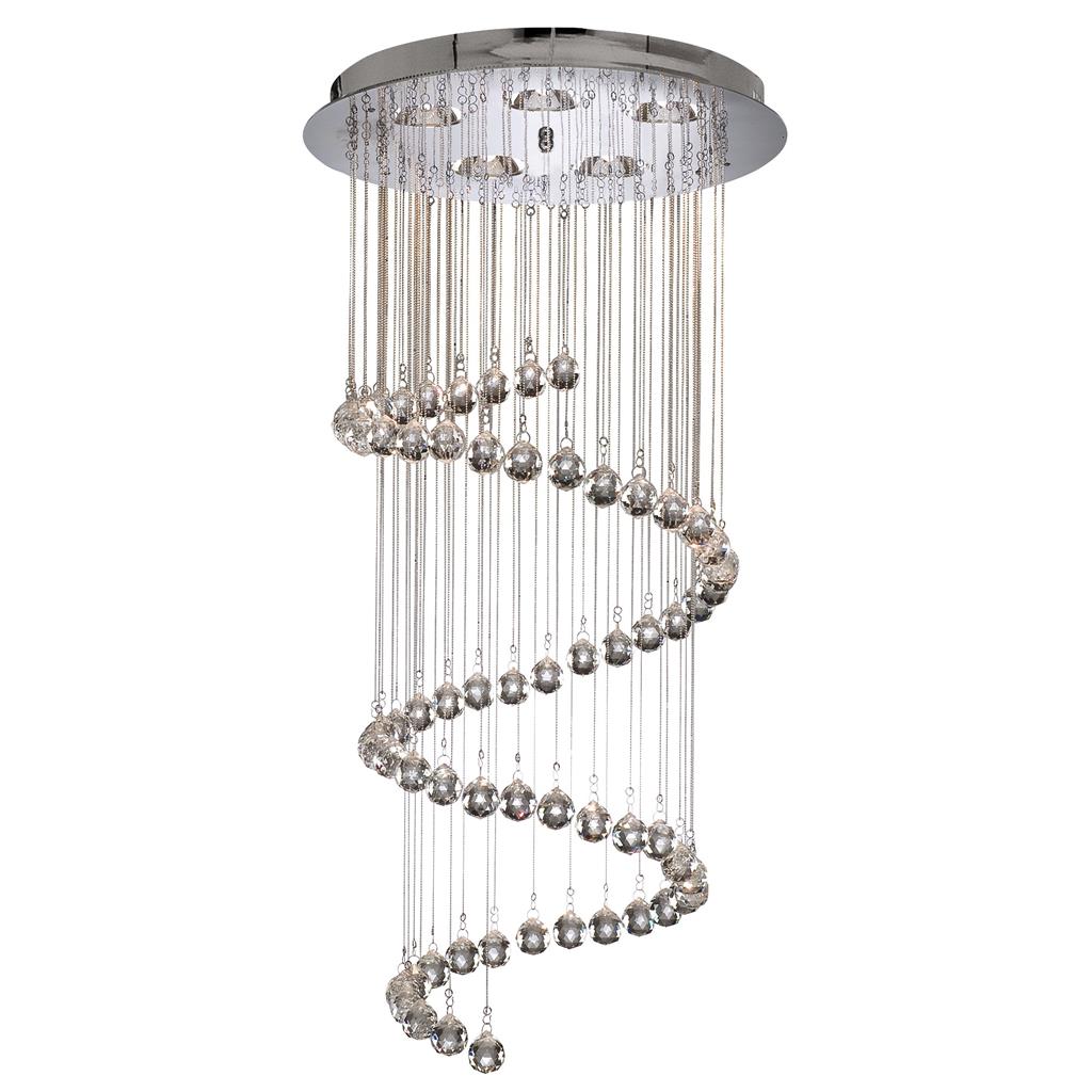 Hallway Ø40 Krom Taklampe Fra Searchlight - De glitrende prismene reflekterer lyset vakkert og gir et levende og luksuriøst lysspill i rommet, perfekt for de som ønsker å skape et ekte blikkfang.